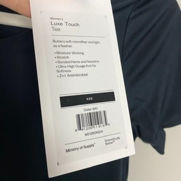 Ministry of Supply Luxe Touch Tee Shirt Short Sleeves Womens XXS Black Active - Picture 3 of 5